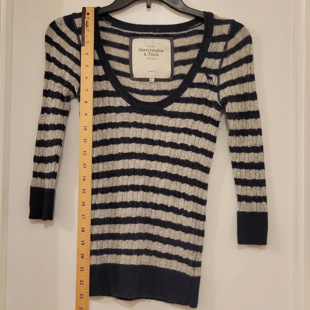 Y2K Abercrombie & Fitch Navy White Striped Knit Sweater Bella Swan Twilight XS